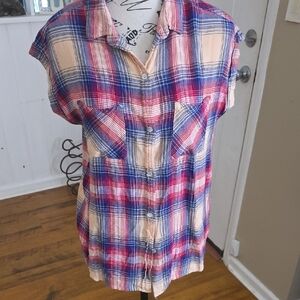 Kavu Red, Blue & Cream Plaid Button-Up Shirt